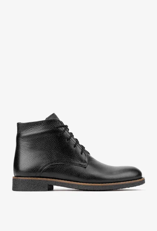 Ghete barbati confectionate din piele texturata neagra picture - 2