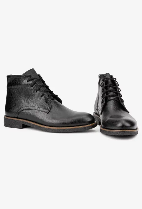 Ghete barbati confectionate din piele texturata neagra picture - 5
