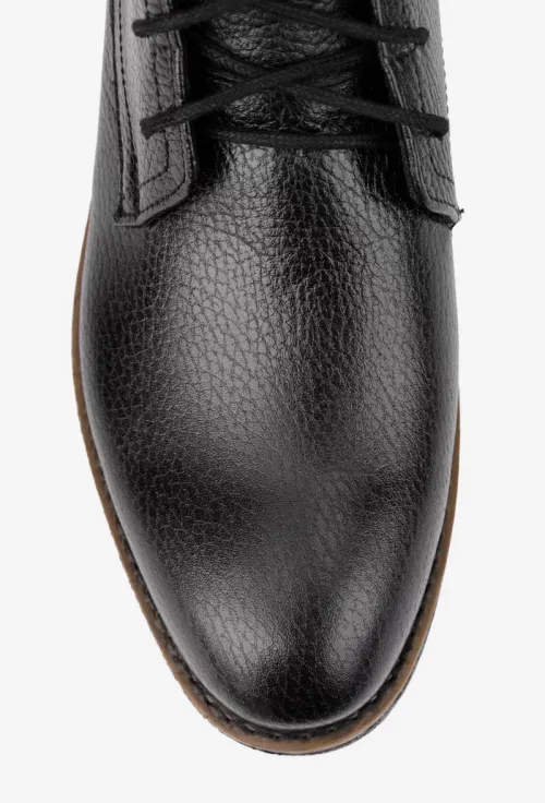 Ghete barbati confectionate din piele texturata neagra picture - 6