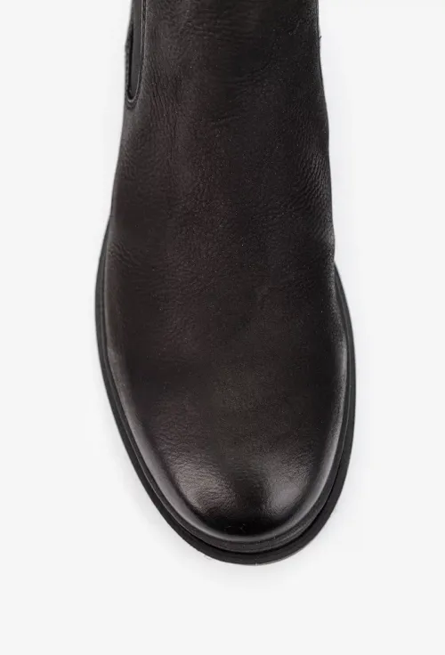 Ghete barbati din piele nabuc neagra cu elastic in laterale picture - 6