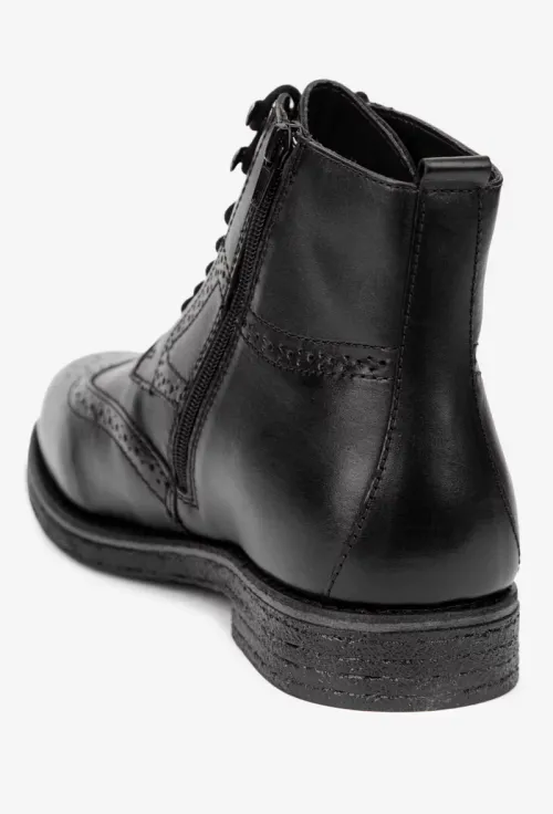 Ghete barbati din piele naturala neagra picture - 3