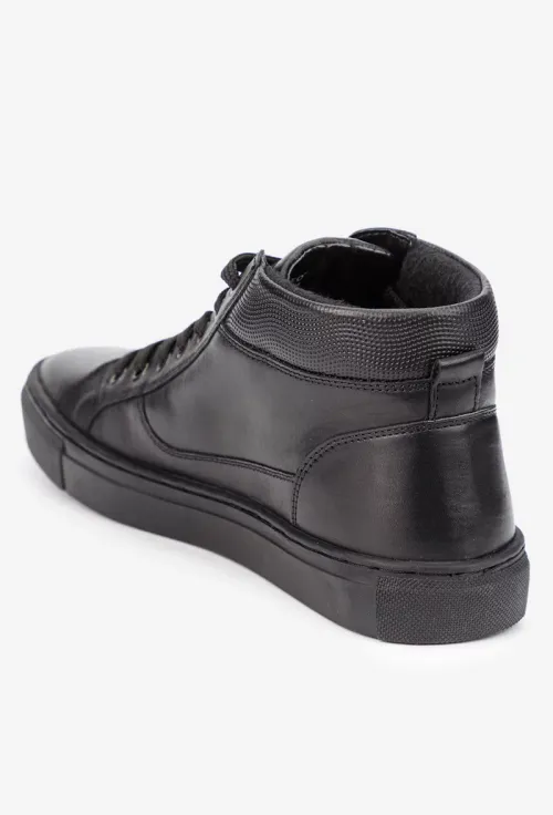 Ghete barbati din piele naturala neagra picture - 3