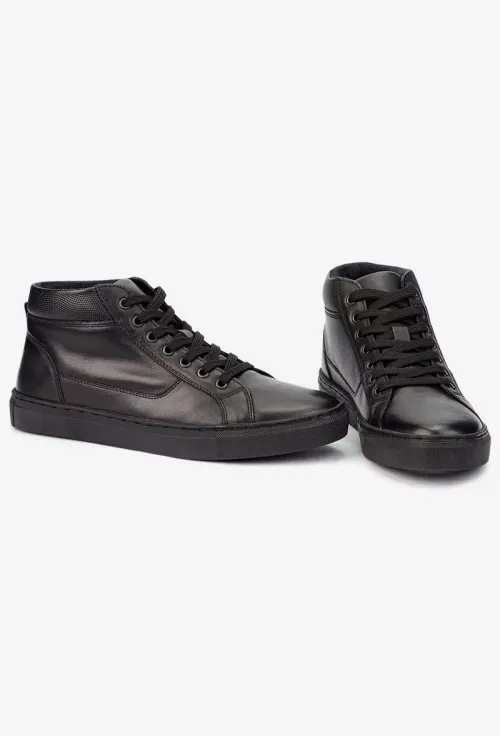 Ghete barbati din piele naturala neagra picture - 5