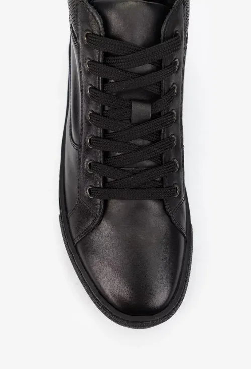 Ghete barbati din piele naturala neagra picture - 6
