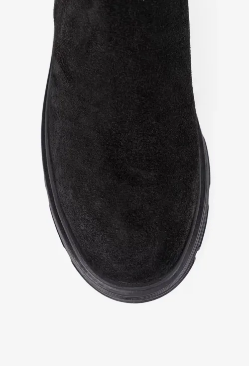 Ghete barbati din piele neagra cu elastic in laterale picture - 6