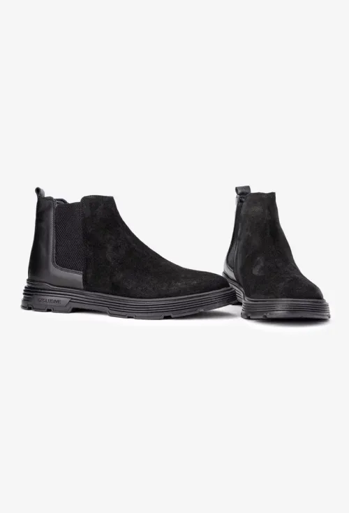 Ghete barbati din piele neagra cu elastic in laterale picture - 5