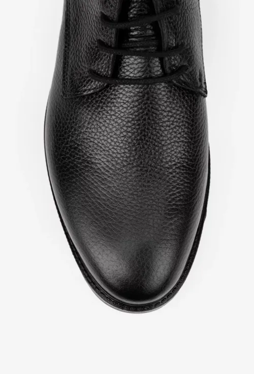 Ghete barbati din piele texturata neagra picture - 6