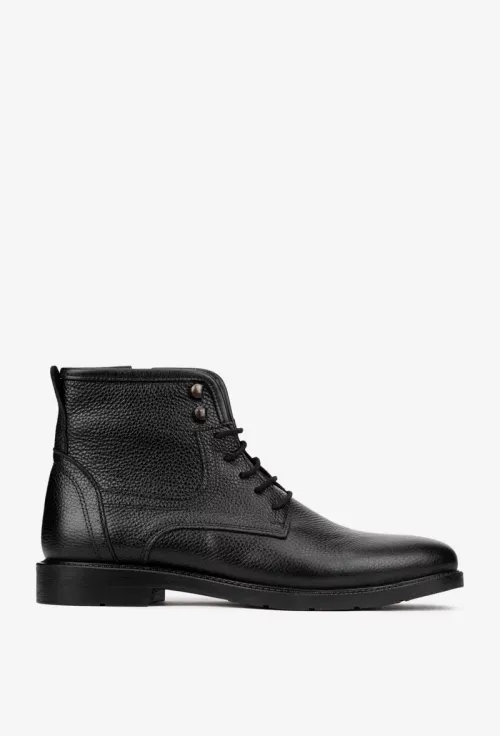 Ghete barbati din piele texturata neagra picture - 2