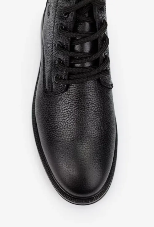 Ghete barbati NUR din piele texturata neagra picture - 6