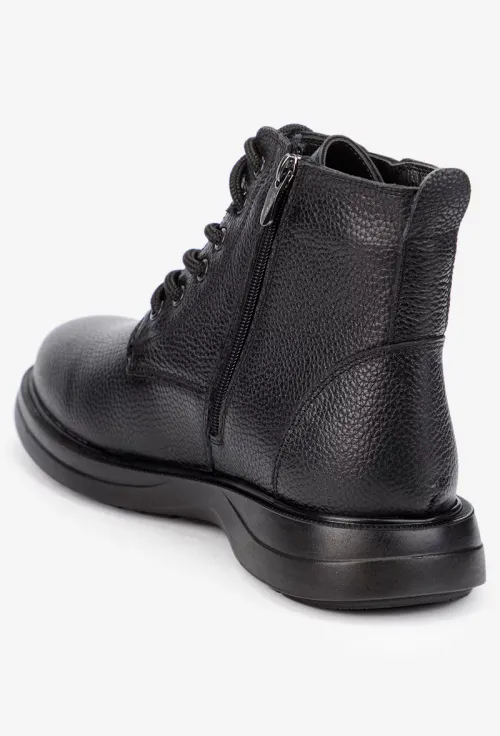 Ghete barbati NUR din piele texturata neagra picture - 3