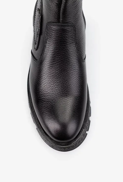 Ghete barbati NUR din piele texturata neagra cu fermoar picture - 6