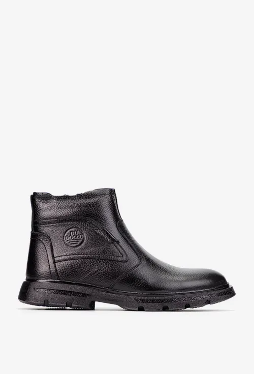 Ghete barbati NUR din piele texturata neagra cu fermoar picture - 2