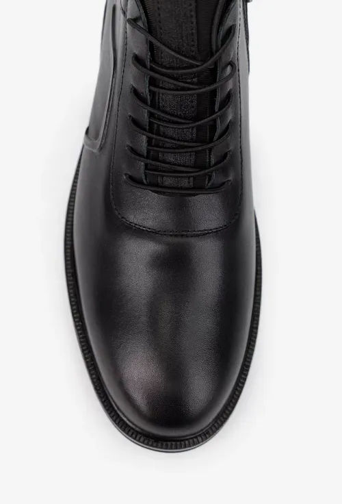 Ghete barbati NUR negre din piele naturala si material textil picture - 6