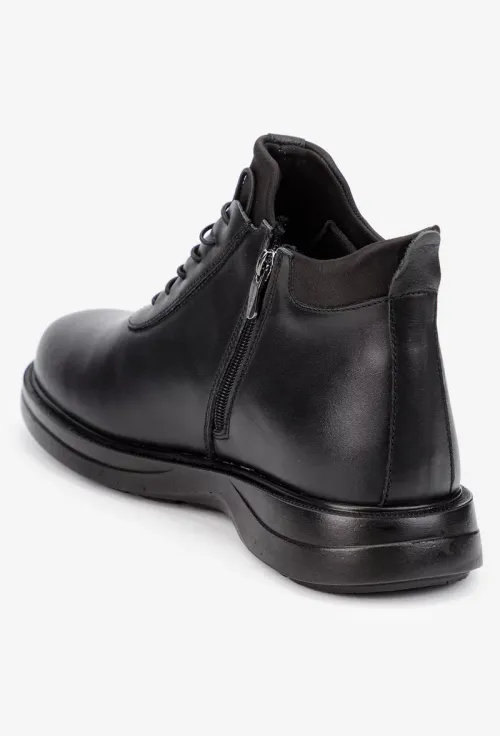Ghete barbati NUR negre din piele naturala si material textil picture - 3
