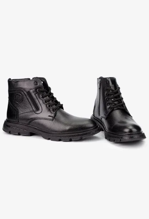 Ghete barbati NUR negre din piele texturata picture - 5