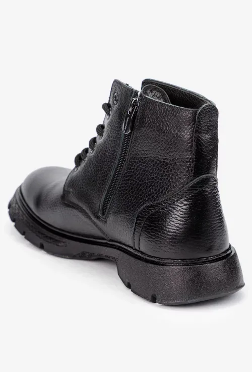 Ghete barbati NUR negre din piele texturata picture - 3