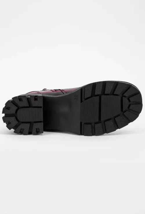 Ghete dama burgundy din piele prevazute cu doua fermoare picture - 5