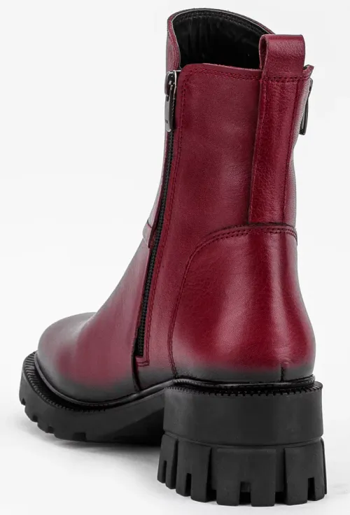 Ghete dama burgundy din piele prevazute cu doua fermoare picture - 4
