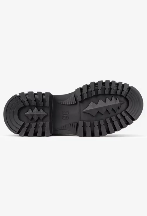 Ghete dama cu elastic realizate din piele intoarsa neagra picture - 5