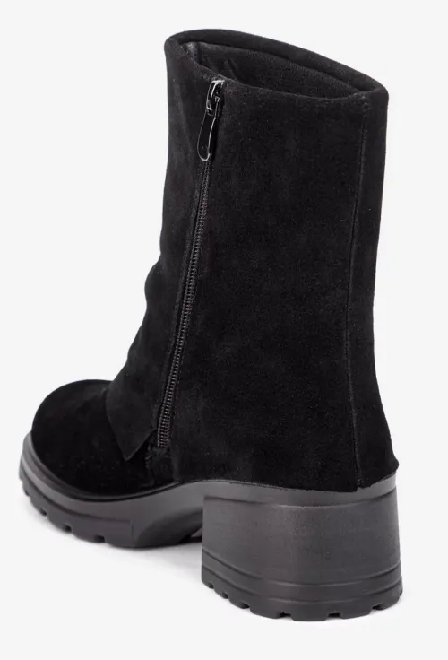 Ghete dama din piele intoarsa neagra cu fermoar picture - 5