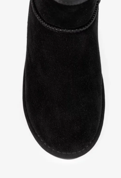 Ghete dama imblanite NUR din piele intoarsa neagra cu talpa inalta picture - 6