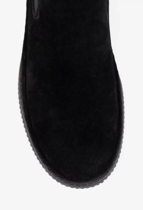 Ghete dama negre din piele intoarsa cu elastic picture - 9