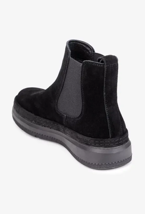 Ghete dama negre din piele intoarsa cu elastic picture - 5
