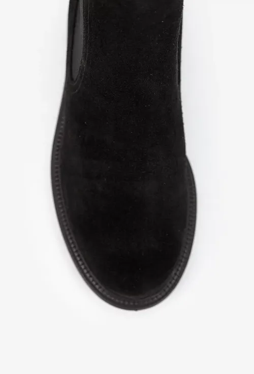 Ghete dama negre din piele intoarsa cu elastic picture - 7