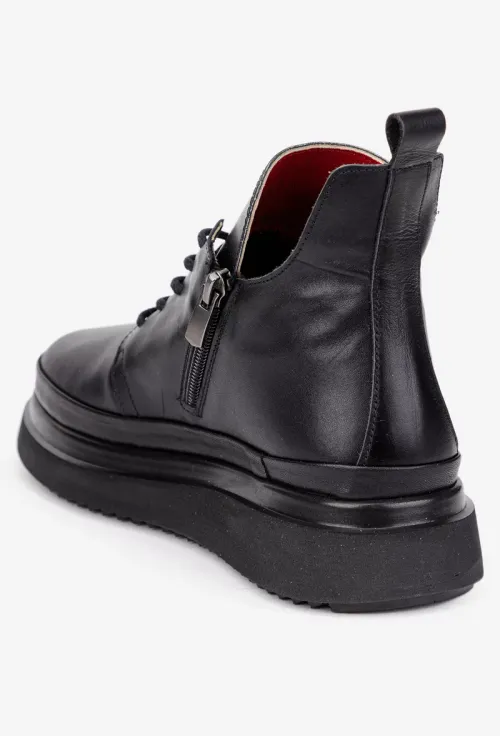 Ghete dama negre din piele naturala picture - 4