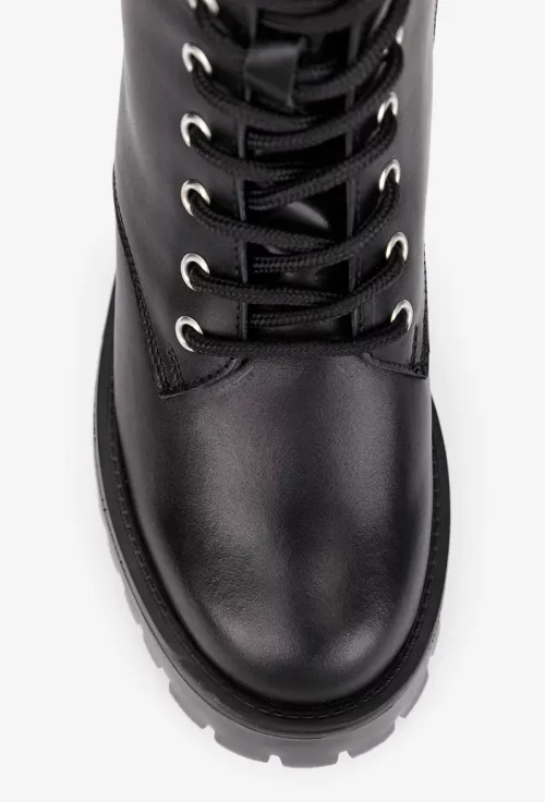 Ghete dama negre din piele naturala picture - 6