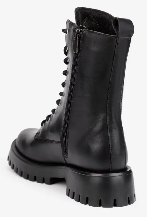 Ghete dama negre din piele naturala picture - 3