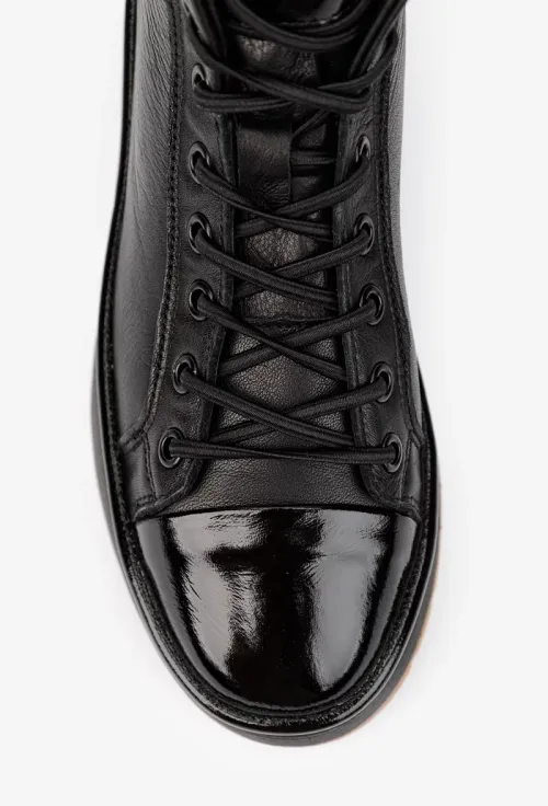 Ghete dama negre din piele naturala picture - 6