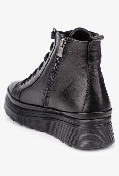 Ghete dama negre din piele naturala picture - 4