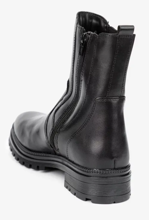 Ghete dama negre din piele naturala picture - 4