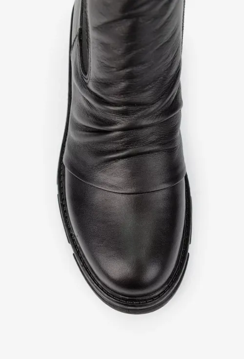Ghete dama negre din piele naturala picture - 7