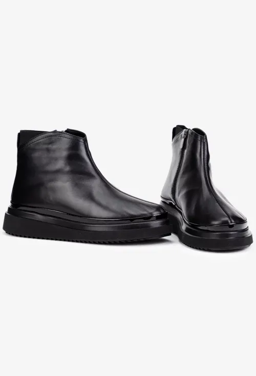 Ghete dama negre din piele naturala cu fermoar picture - 6