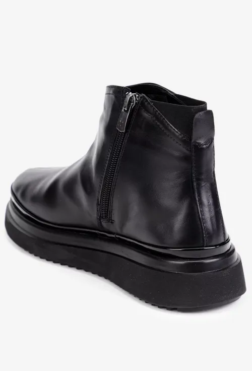 Ghete dama negre din piele naturala cu fermoar picture - 4