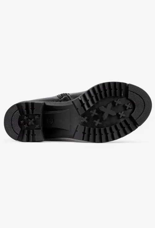 Ghete dama negre din piele naturala cu model picture - 5