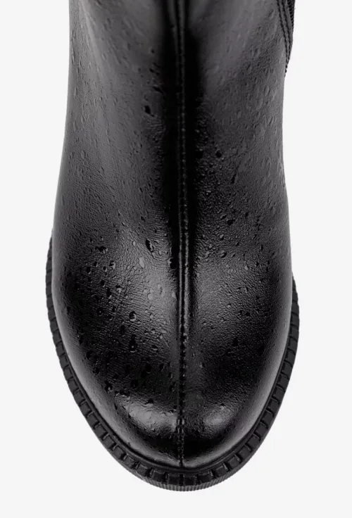 Ghete dama negre din piele naturala cu model picture - 7
