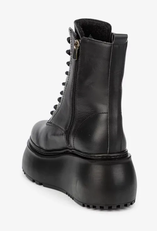 Ghete dama negre din piele naturala cu platforma picture - 4