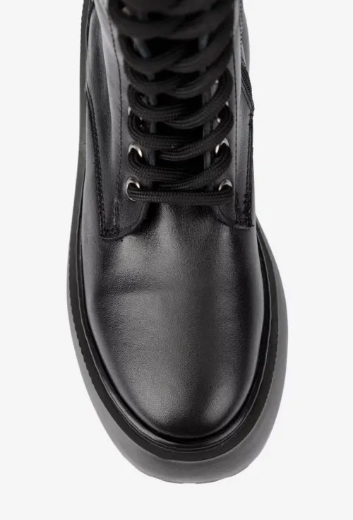 Ghete dama NUR cu platforma din piele naturala neagra picture - 7