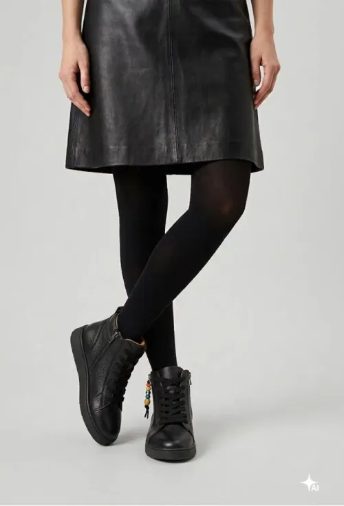 Ghete dama NUR negre din piele texturata picture - 2