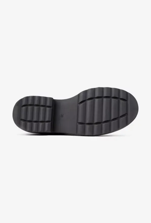 Ghete dama taupe cu negru din piele picture - 5