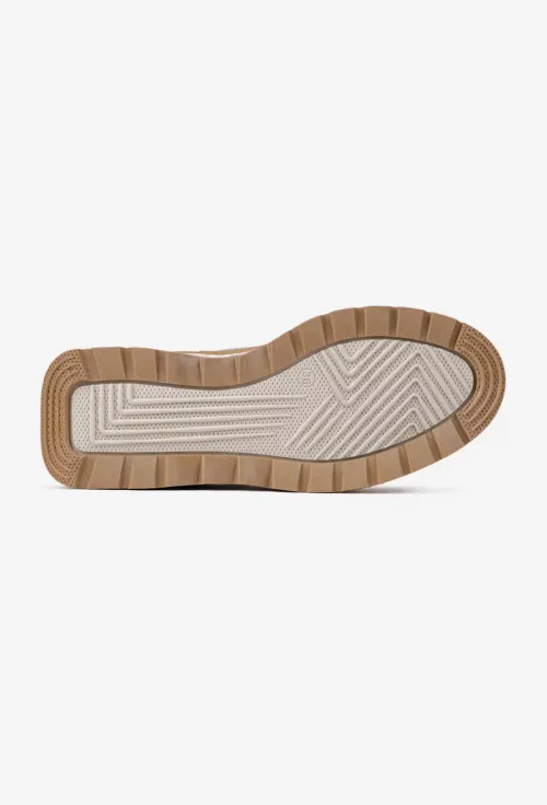 Ghete dama taupe din piele texturata cu siret elastic picture - 5