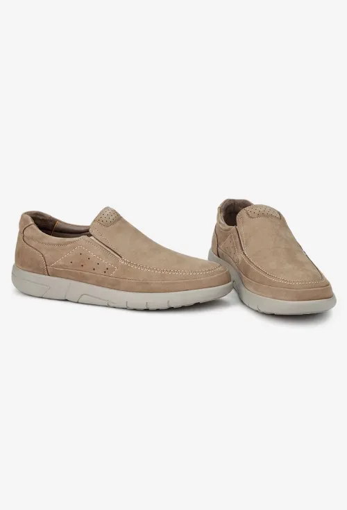 Mocasini barbati NUR din piele nabuc maro picture - 5