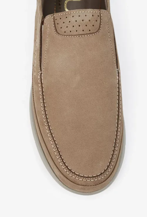 Mocasini barbati NUR din piele nabuc maro picture - 6