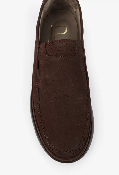 Mocasini barbati NUR maro din piele nabuc picture - 6