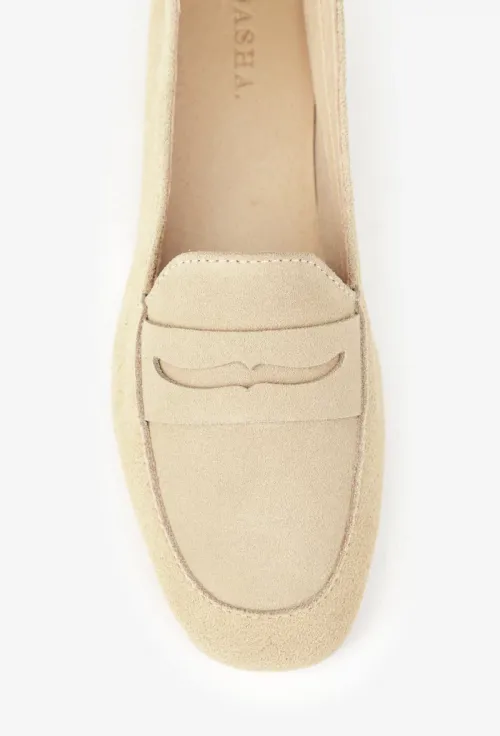 Mocasini dama bej din piele intoarsa picture - 7