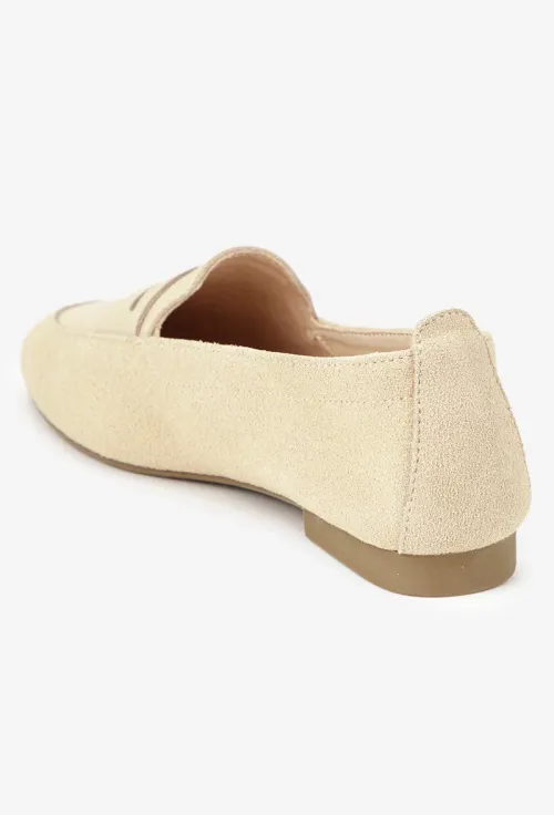 Mocasini dama bej din piele intoarsa picture - 4