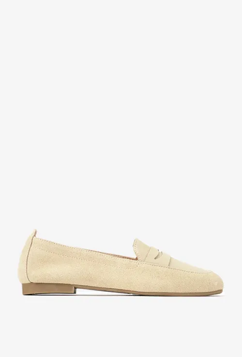 Mocasini dama bej din piele intoarsa picture - 3